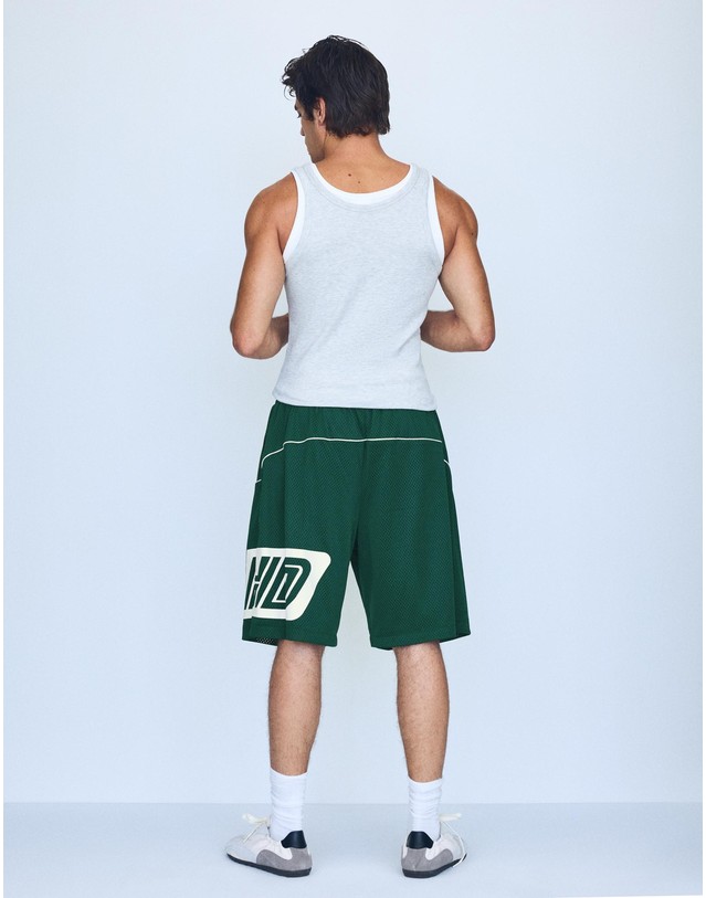 버쉬카 버쉬카 프린트 메쉬 버뮤다 반바지 2551/727 GREEN 그린 착용컷