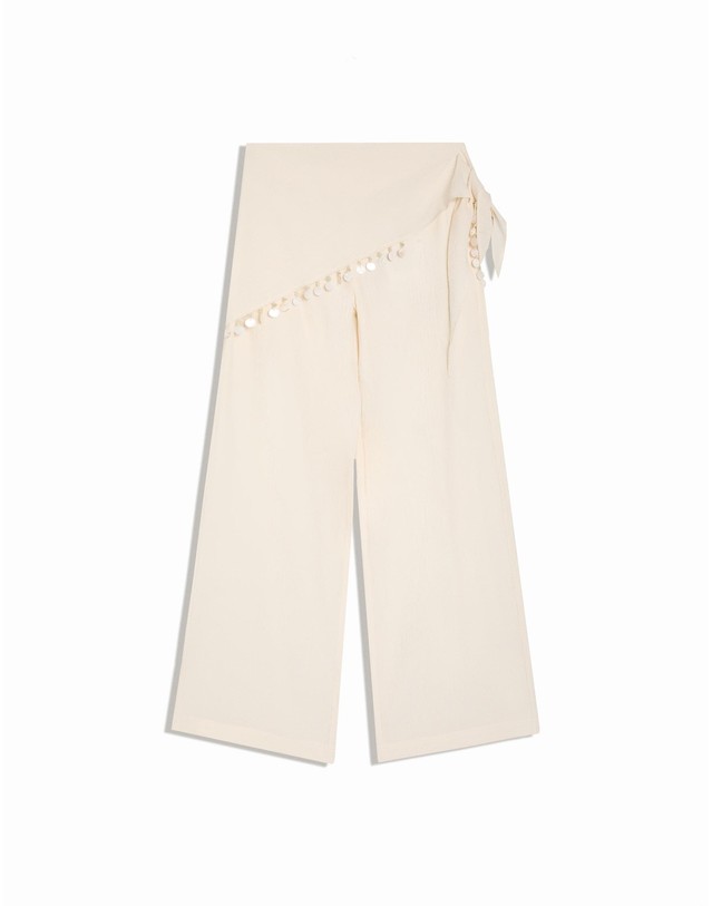 버쉬카 버쉬카 링클 스카프 프린트 와이드 팬츠 2734/710 OFF WHITE 아이보리 착용컷