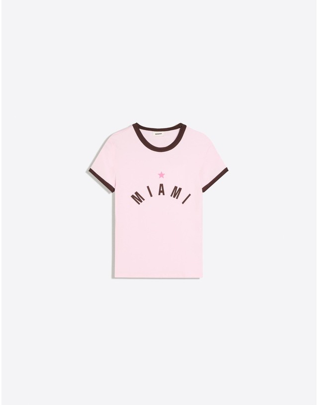 버쉬카 버쉬카 배색 프린트 슬림핏 반팔 티셔츠 3279/256 PINK 핑크 착용컷