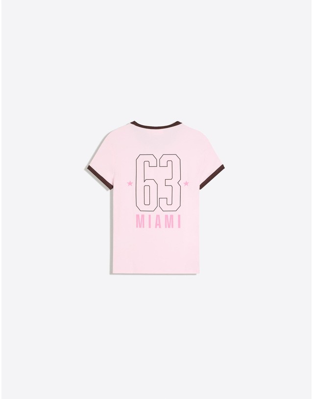 버쉬카 버쉬카 배색 프린트 슬림핏 반팔 티셔츠 3279/256 PINK 핑크 착용컷