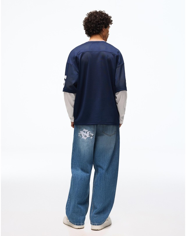 버쉬카 버쉬카 자수 와이드핏 연청 데님 청바지 2986/236 LIGHT BLUE 블루 착용컷