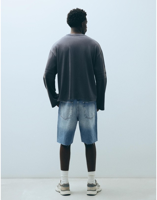버쉬카 버쉬카 디스트로이드 데님 버뮤다 반바지 3747/220 BLUE 블루 착용컷