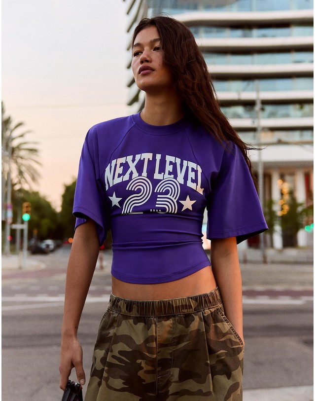 버쉬카 버쉬카 코르셋 이펙트 프린트 반팔 티셔츠 3271/326 VIOLET 퍼플 착용컷