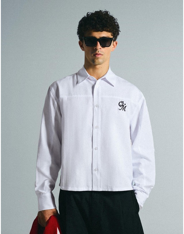 버쉬카 버쉬카 로고 자수 크롭 긴팔 셔츠 3074/054 WHITE 화이트 착용컷