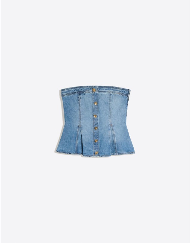 버쉬카 버쉬카 페플럼 데님 코르셋 탑 2488/220 LIGHT BLUE 블루 착용컷