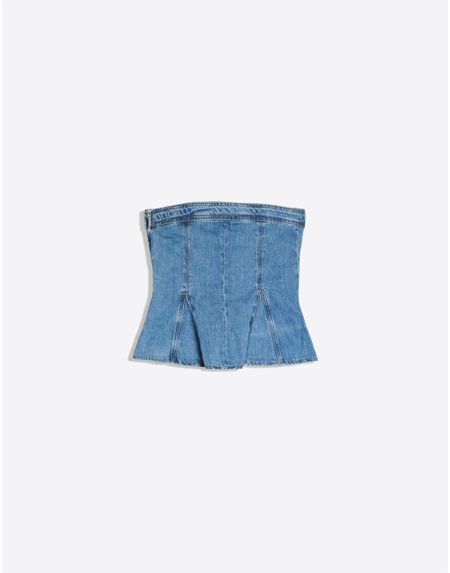 버쉬카 버쉬카 페플럼 데님 코르셋 탑 2488/220 LIGHT BLUE 블루 착용컷