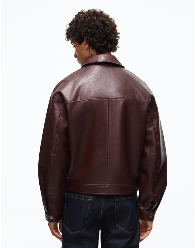 버쉬카 버쉬카 박시 레더 이펙트 자켓 0096/047 BURGUNDY 레드 착용컷