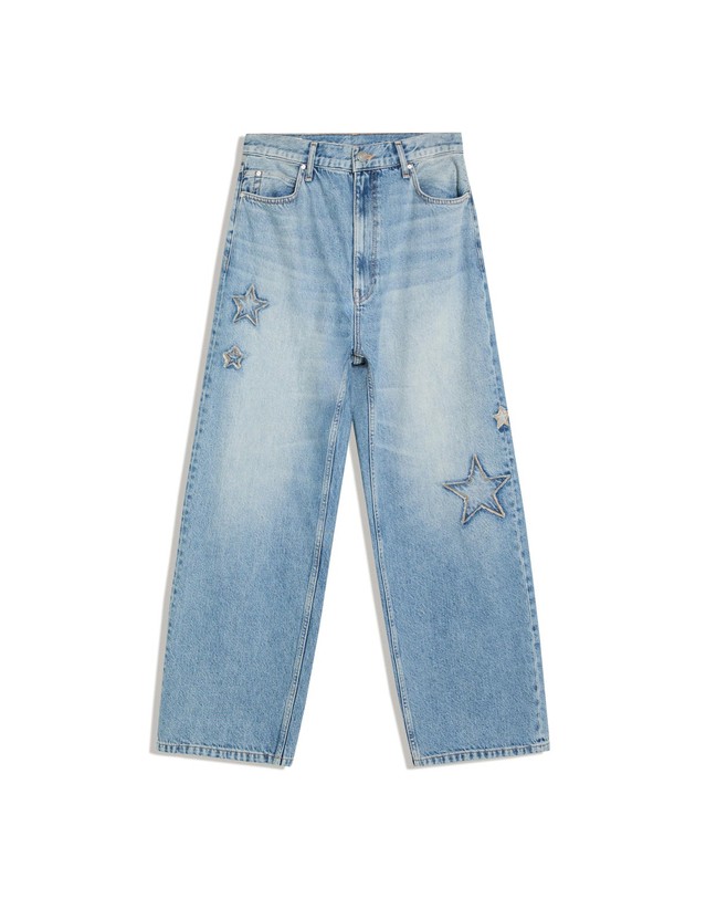 버쉬카 버쉬카 배기핏 스타 패치 청바지 3069/352 LIGHT BLUE 블루 착용컷