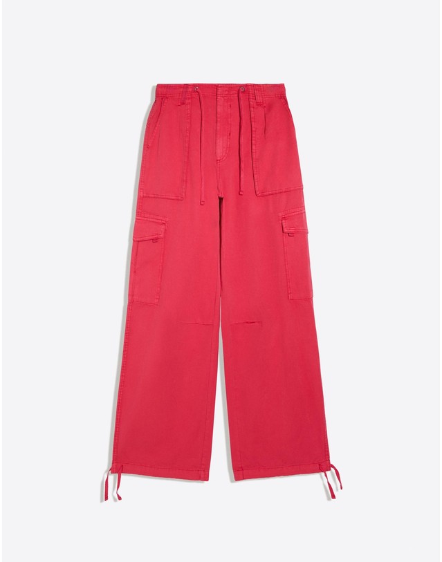 버쉬카 버쉬카 패러슈트 카고 와이드 팬츠 3046/335 RED 레드 착용컷