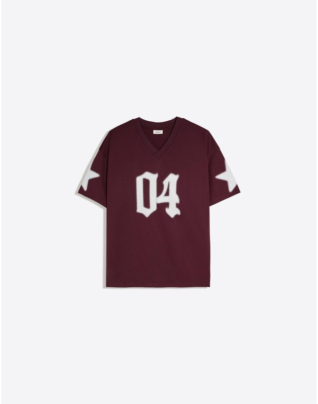 버쉬카 버쉬카 오버사이즈 프린트 반팔 티셔츠 3223/187 BURGUNDY 레드 착용컷