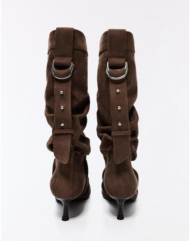 버쉬카 버쉬카 조절식 슬라우치 힐 앵클 부츠 1106/864 BROWN 초콜릿 착용컷