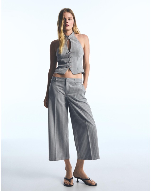 버쉬카 버쉬카 스트레이트 스트라이프 크롭 팬츠 2961/232 GREY 그레이 착용컷