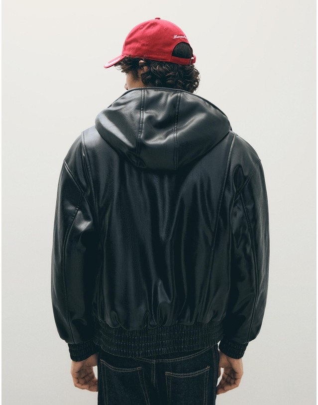 버쉬카 버쉬카 레더 이펙트 후드 집업 자켓 2158/273 BLACK 블랙 착용컷