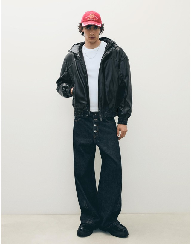 버쉬카 버쉬카 레더 이펙트 후드 집업 자켓 2158/273 BLACK 블랙 착용컷