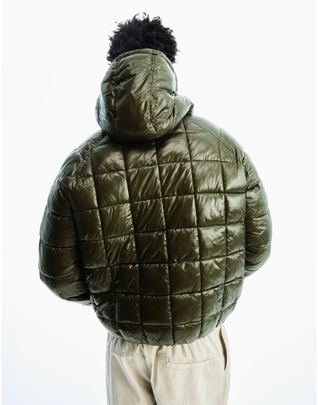 버쉬카 버쉬카 후드 그리드 숏 패딩 자켓 2163/551 KHAKI 카키 착용컷