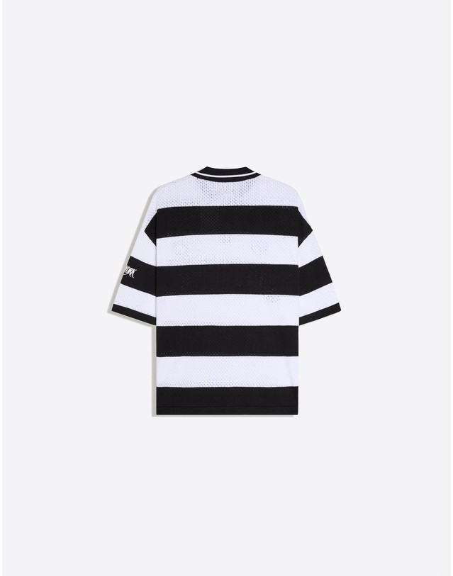 버쉬카 버쉬카 스트라이프 메쉬 반팔 폴로 셔츠 2558/623 WHITE / BLACK 멀티컬러 착용컷
