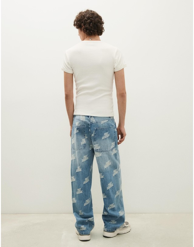 버쉬카 버쉬카 자카드 와이드핏 청바지 2818/074 LIGHT BLUE 블루 착용컷