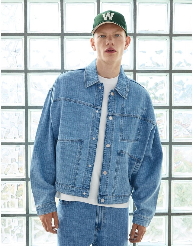 버쉬카 버쉬카 체크 텍스처 데님 셔츠 자켓 2802/335 LIGHT BLUE 블루 착용컷