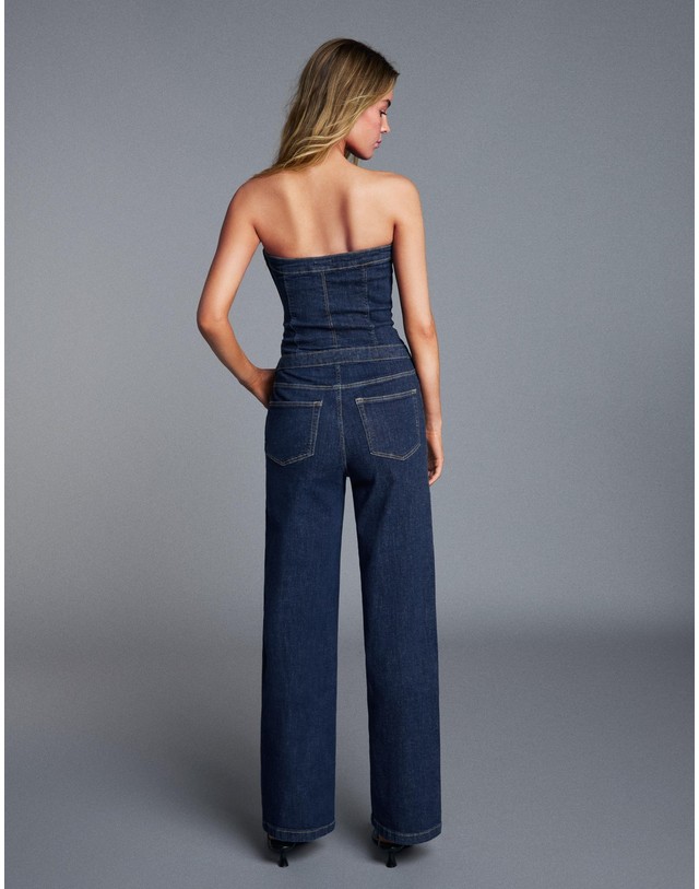 버쉬카 버쉬카 오프숄더 데님 롱 점프수트 2975/180 BLUE 네이비 착용컷