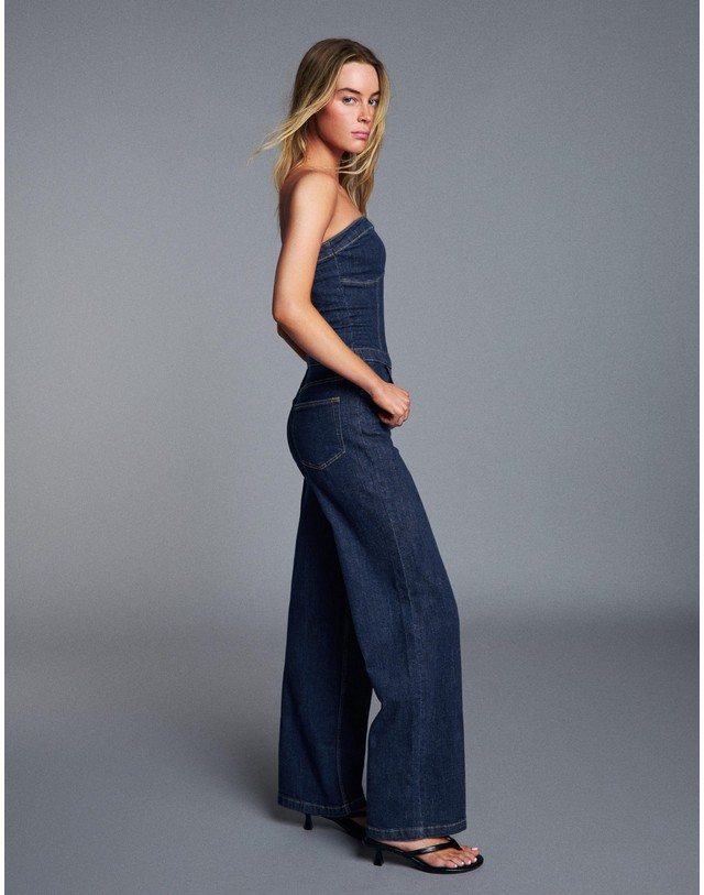 버쉬카 버쉬카 오프숄더 데님 롱 점프수트 2975/180 BLUE 네이비 착용컷