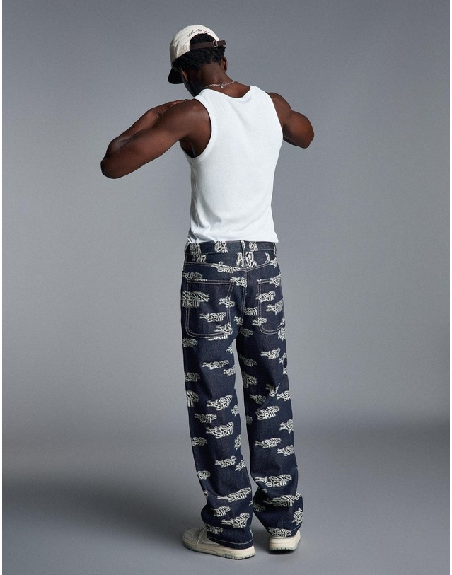 버쉬카 버쉬카 자카드 패턴 청바지 2818/074 NAVY 네이비 착용컷
