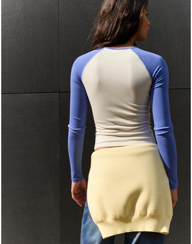 버쉬카 버쉬카 크롭 래글런 긴팔 티셔츠 3296/152 VIOLET 바이올렛 착용컷