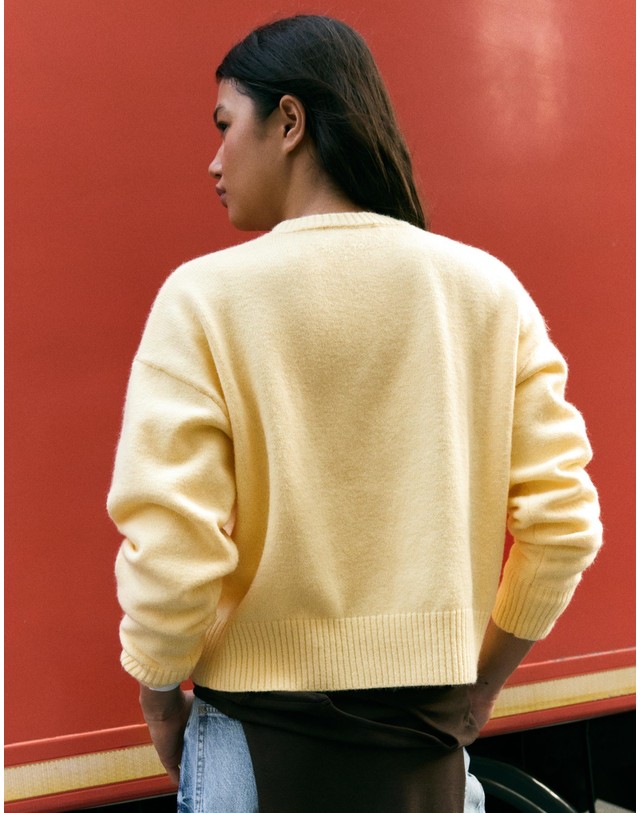 버쉬카 버쉬카 라운드넥 크롭 니트 스웨터 2465/376 YELLOW 노랑 착용컷