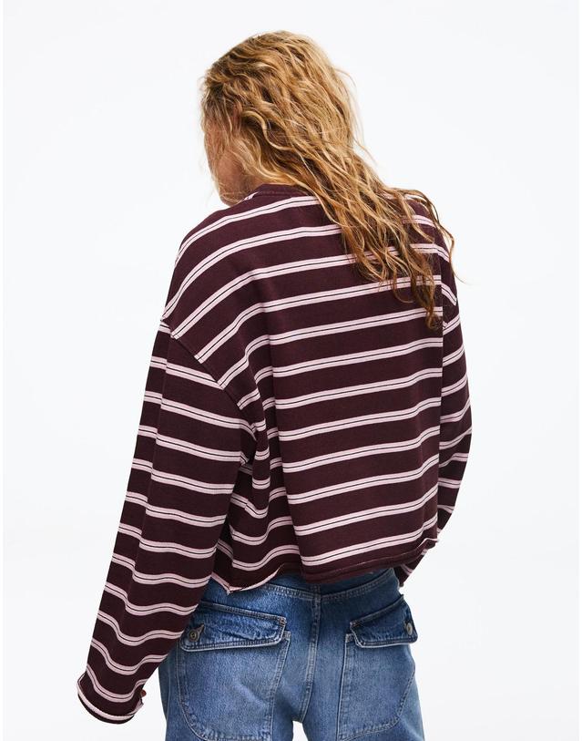 버쉬카 버쉬카 스트라이프 라운드넥 긴팔 맨투맨 2775/190 BURGUNDY 레드 착용컷