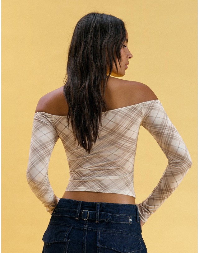 버쉬카 버쉬카 체크 코르셋 레이스업 티셔츠 4001/360 BEIGE 베이지 착용컷