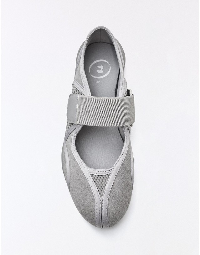 버쉬카 버쉬카 스포티 벨크로 스트랩 발레리나 플랫 1546/864 GREY 그레이 착용컷