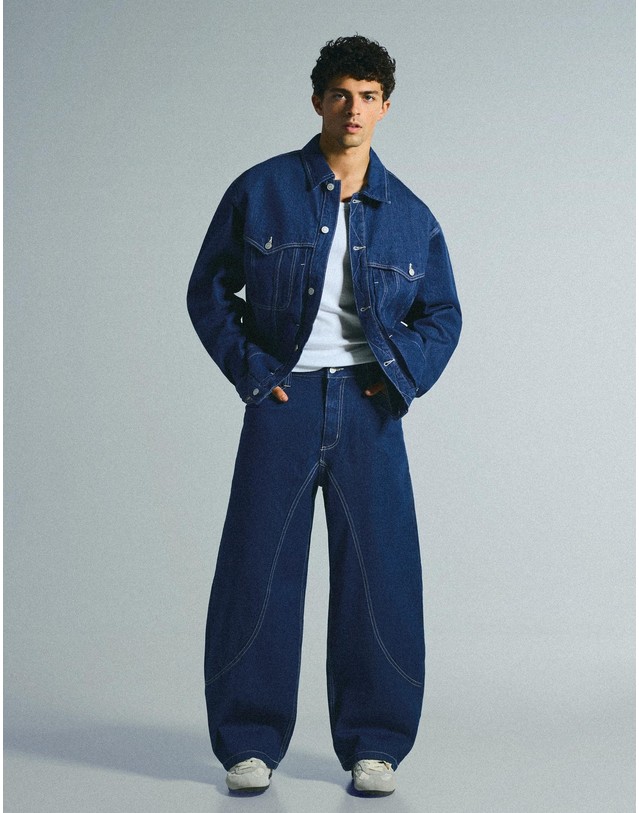 버쉬카 버쉬카 배기핏 스티치 데님 청바지 2799/231 NAVY 네이비 착용컷