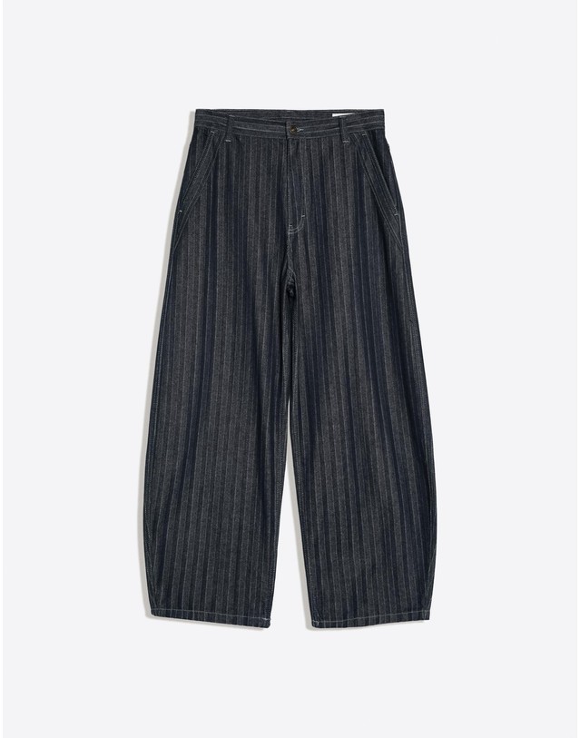 버쉬카 버쉬카 스트라이프 텍스처 배기핏 청바지 2816/156 NAVY 네이비 착용컷