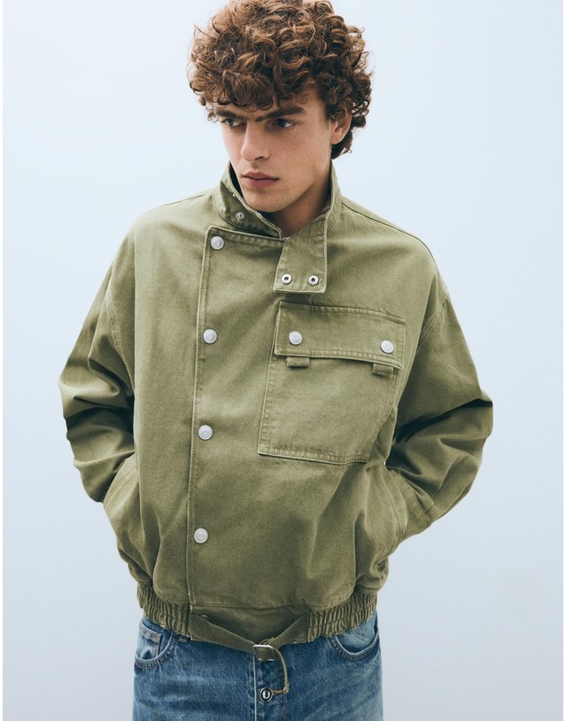 버쉬카 버쉬카 더블브레스트 퍼넬넥 포켓 자켓 2805/388 GREEN 카키 착용컷