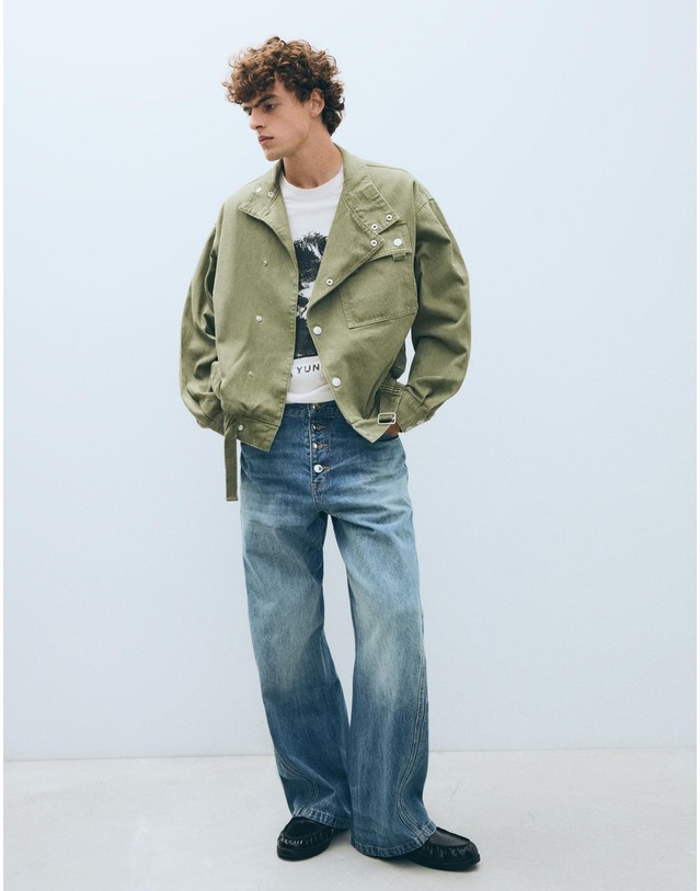 버쉬카 버쉬카 더블브레스트 퍼넬넥 포켓 자켓 2805/388 GREEN 카키 착용컷