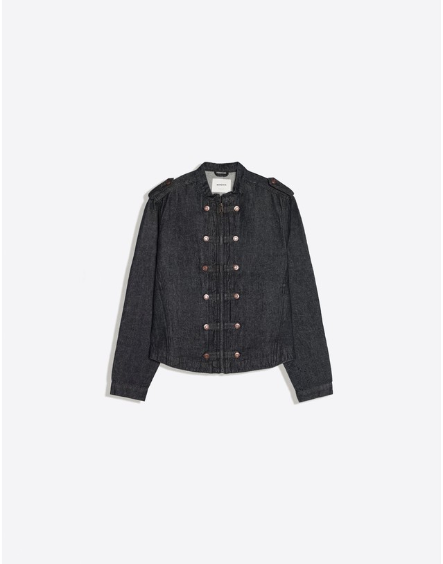 버쉬카 버쉬카 밀리터리 버튼 데님 자켓 2809/335 NAVY 네이비 착용컷