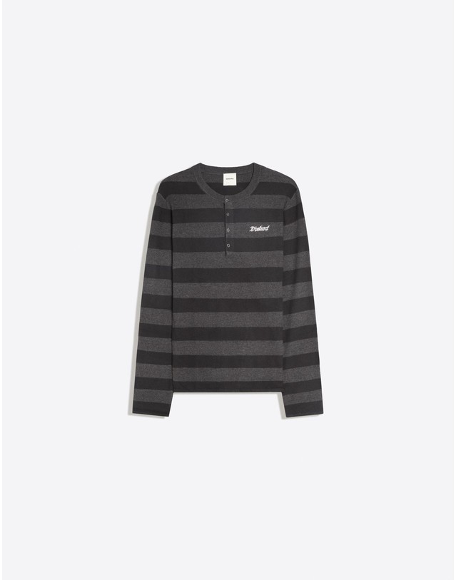 버쉬카 버쉬카 와플 니트 스트라이프 헨리넥 스웨터 2699/376 DARK GREY 그레이 착용컷