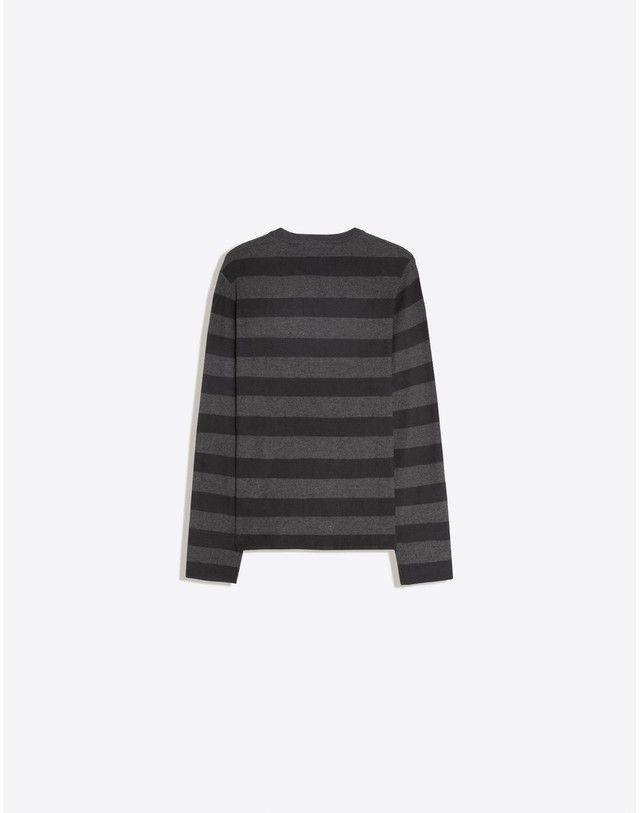 버쉬카 버쉬카 와플 니트 스트라이프 헨리넥 스웨터 2699/376 DARK GREY 그레이 착용컷