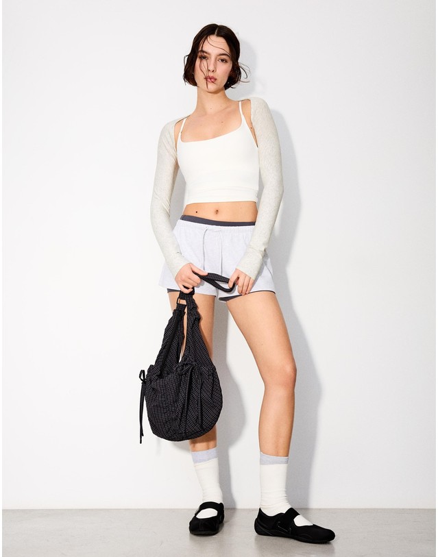 버쉬카 버쉬카 크롭 긴소매 볼레로 탑 3162/727 GREY 그레이 착용컷