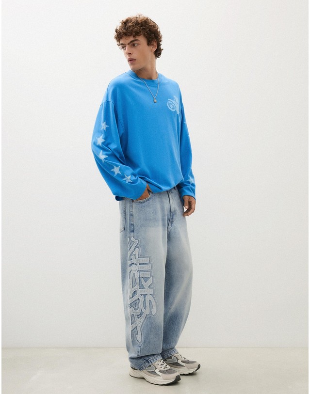 버쉬카 버쉬카 수퍼 배기 사이드 패치 청바지 2578/335 LIGHT BLUE 블루 착용컷