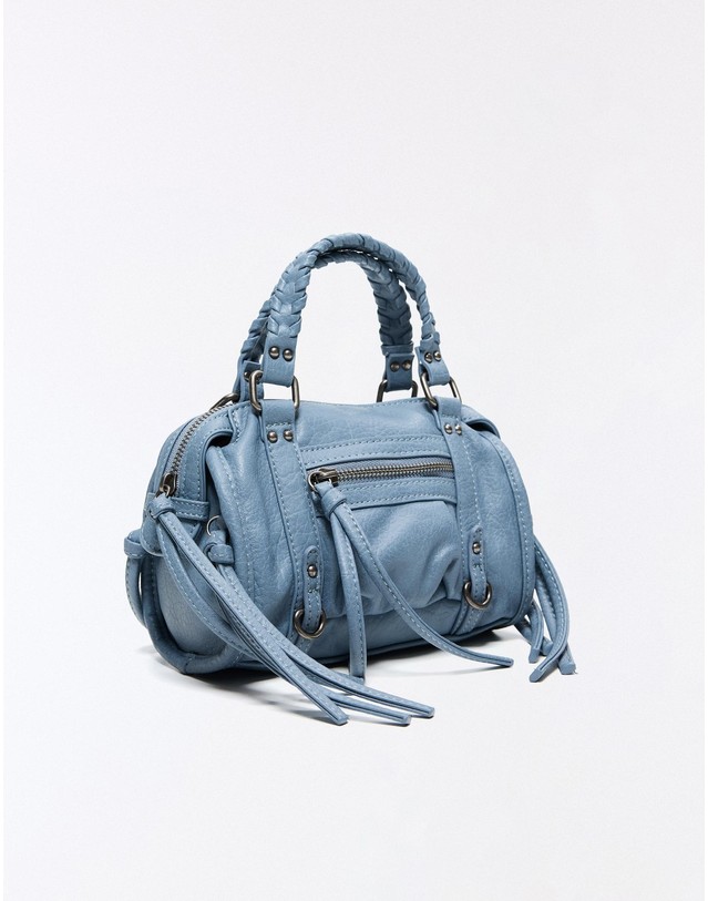 버쉬카 버쉬카 브레이드 핸들 미니 볼링백 8990/184 WASHED OUT BLUE 블루 착용컷