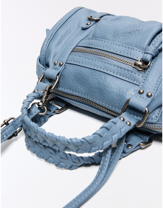 버쉬카 버쉬카 브레이드 핸들 미니 볼링백 8990/184 WASHED OUT BLUE 블루 착용컷