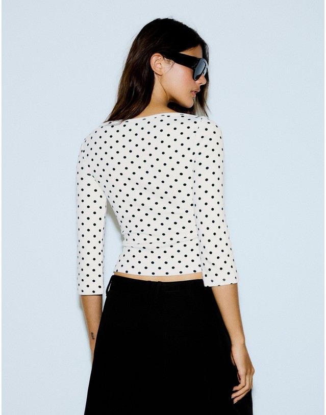 버쉬카 버쉬카 도트 보트넥 긴팔 티셔츠 3499/272 WHITE / BLACK 멀티컬러 착용컷
