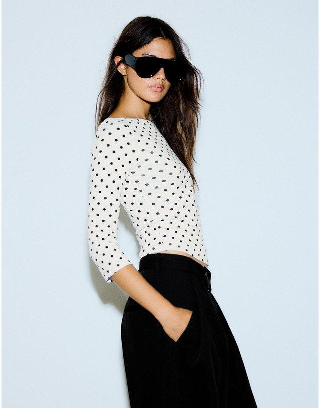 버쉬카 버쉬카 도트 보트넥 긴팔 티셔츠 3499/272 WHITE / BLACK 멀티컬러 착용컷