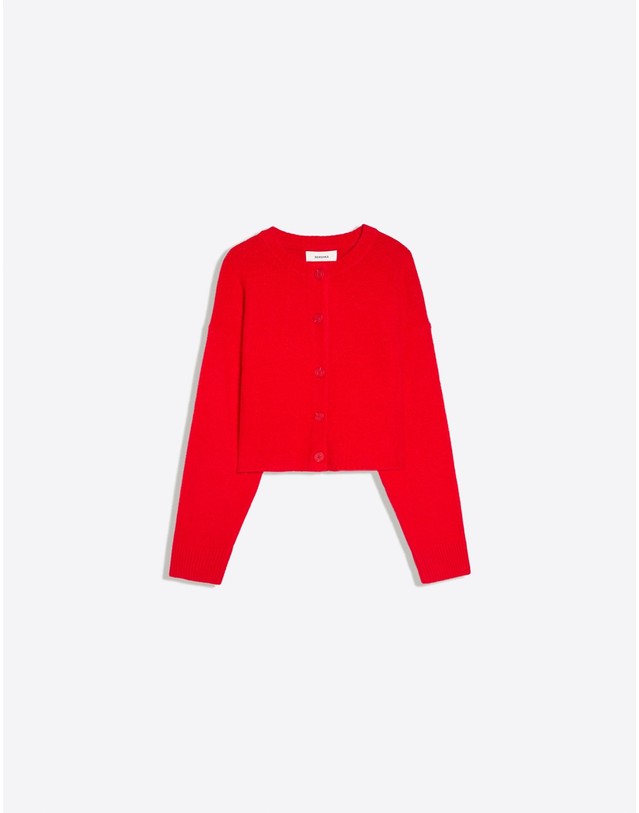 버쉬카 버쉬카 소프트 크롭 라운드넥 가디건 2549/097 RED 레드 착용컷