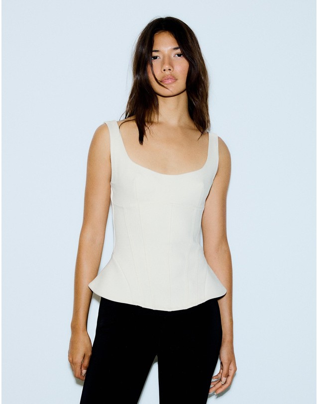 버쉬카 버쉬카 스트럭처 타이백 민소매 탑 3061/710 WHITE 화이트 착용컷