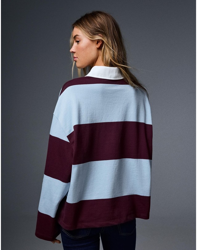 버쉬카 버쉬카 스트라이프 폴로 긴팔 티셔츠 3087/190 BURGUNDY 멀티컬러 착용컷