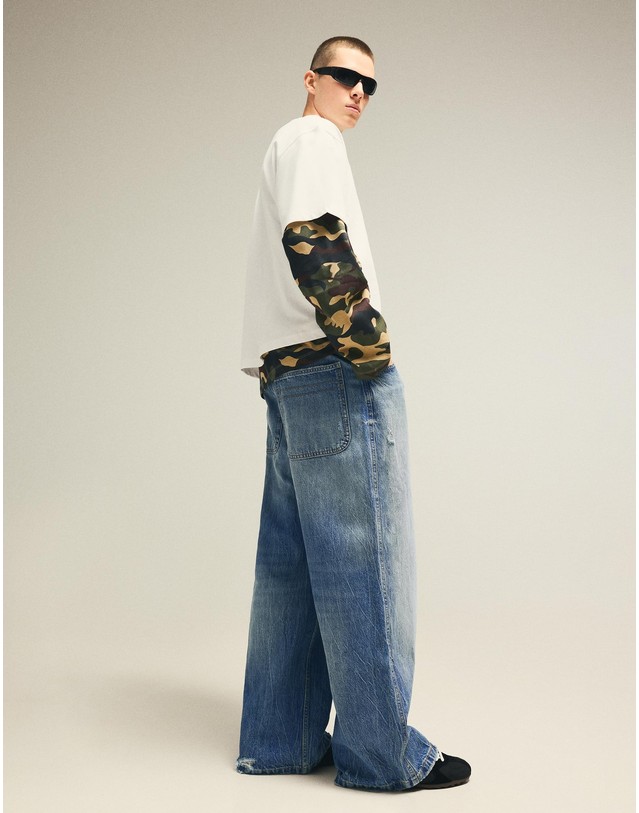 버쉬카 버쉬카 스케이터 와이드핏 데님 청바지 2582/236 LIGHT BLUE 블루 착용컷