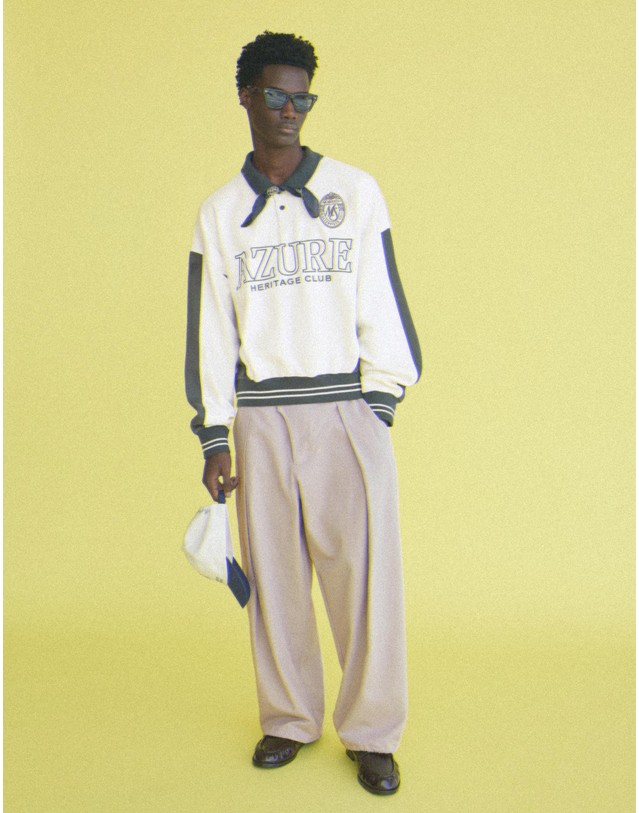 버쉬카 버쉬카 프린트 크롭 긴팔 폴로셔츠 3395/120 NAVY 네이비 착용컷