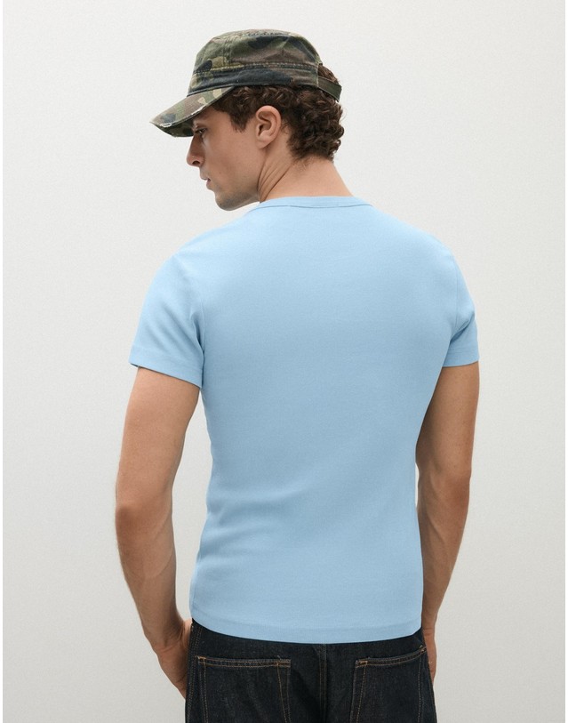 버쉬카 버쉬카 슬림핏 배지 크루넥 반팔 티셔츠 4314/777 BLUE 블루 착용컷