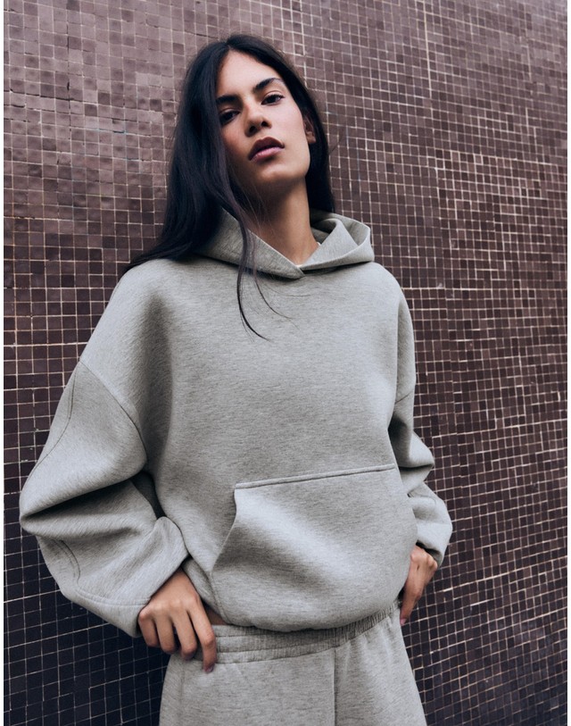버쉬카 버쉬카 스쿠버 패브릭 크롭 후드티 3205/710 GREY 그레이 착용컷